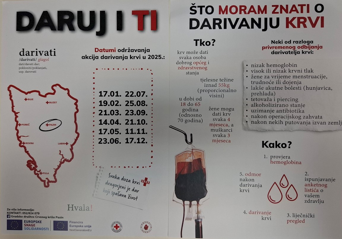 Termini akcija darivanja krvi u 2025.g.